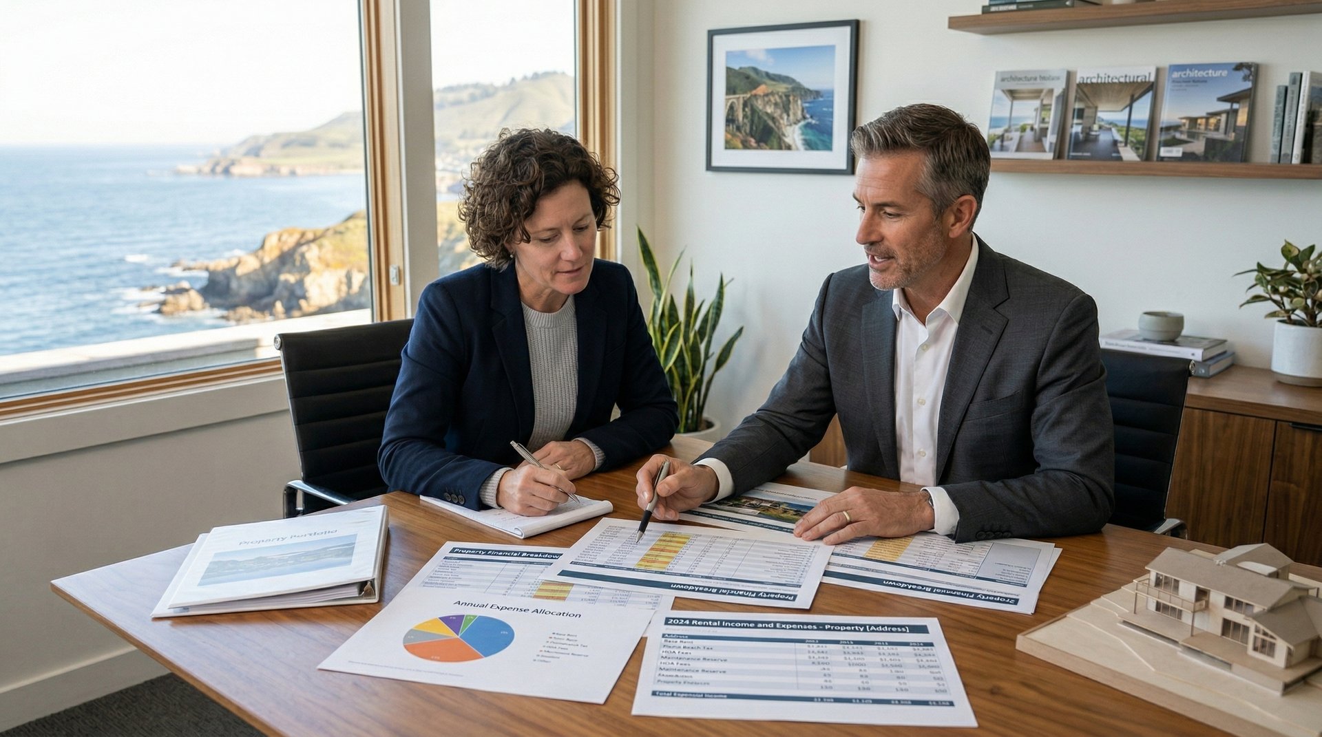 Breakdown of rental income and expenses for a Central Coast property