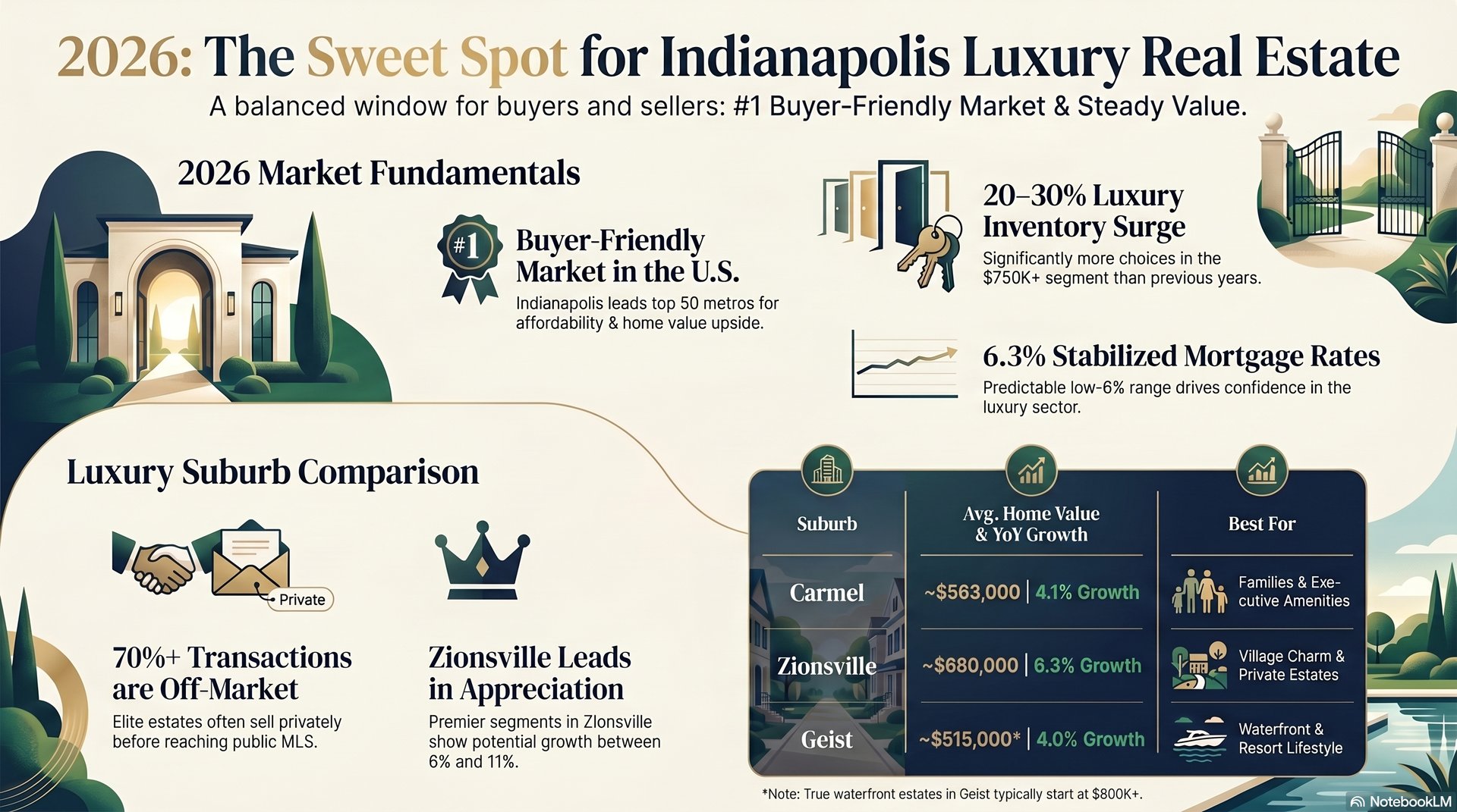 Luxury custom home in Carmel Indiana with elegant architecture and manicured landscaping in 2026