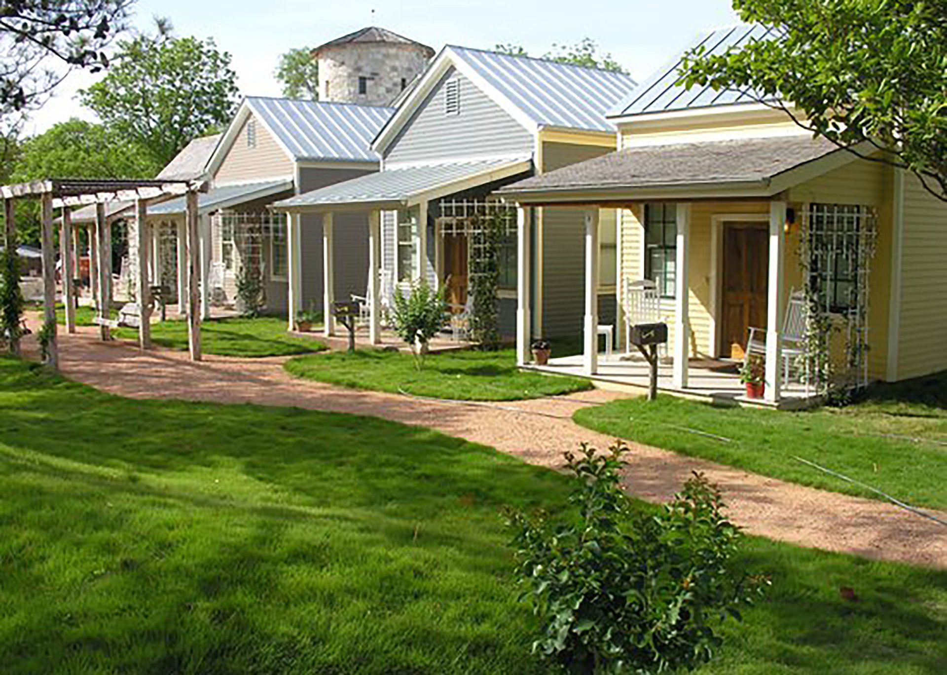 Guest houses with green lawn
