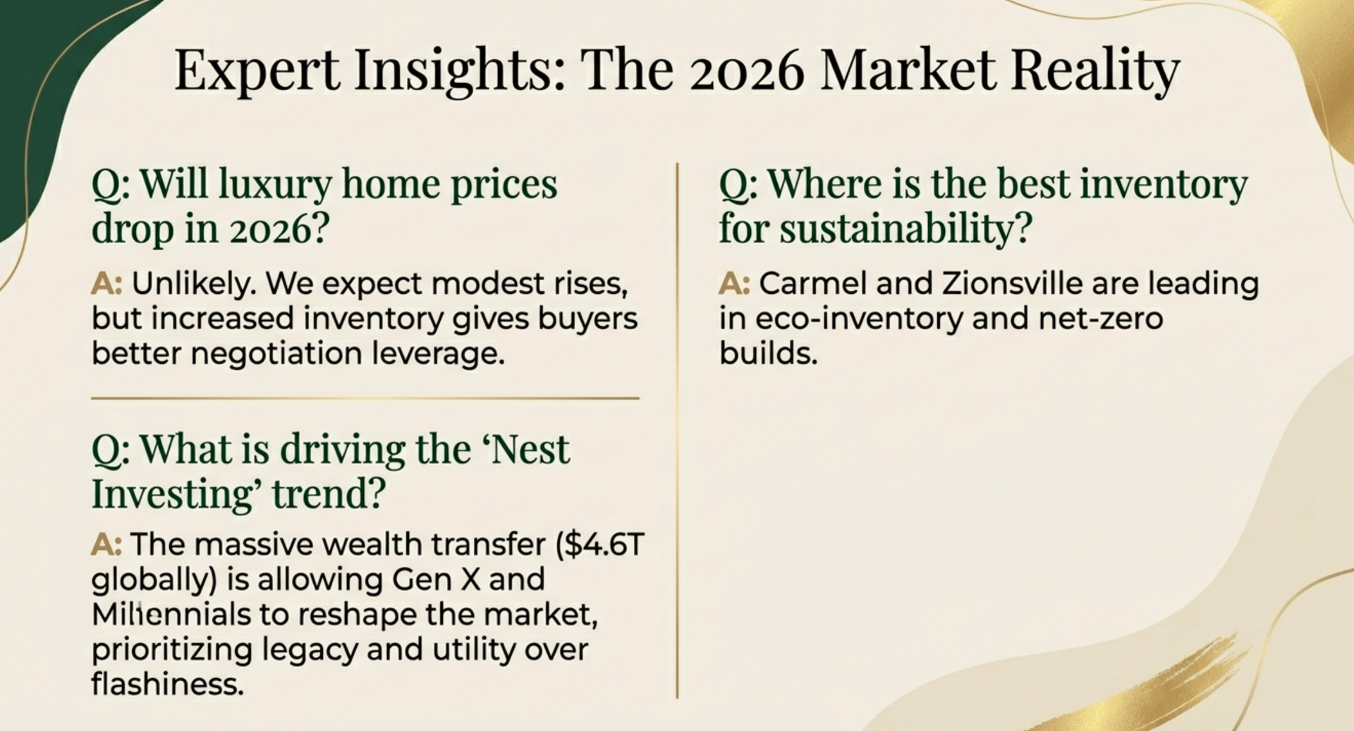 Luxury home office 2026 Indianapolis flexible workspace natural light neutral tones ergonomic design smart multigenerational Carmel estate