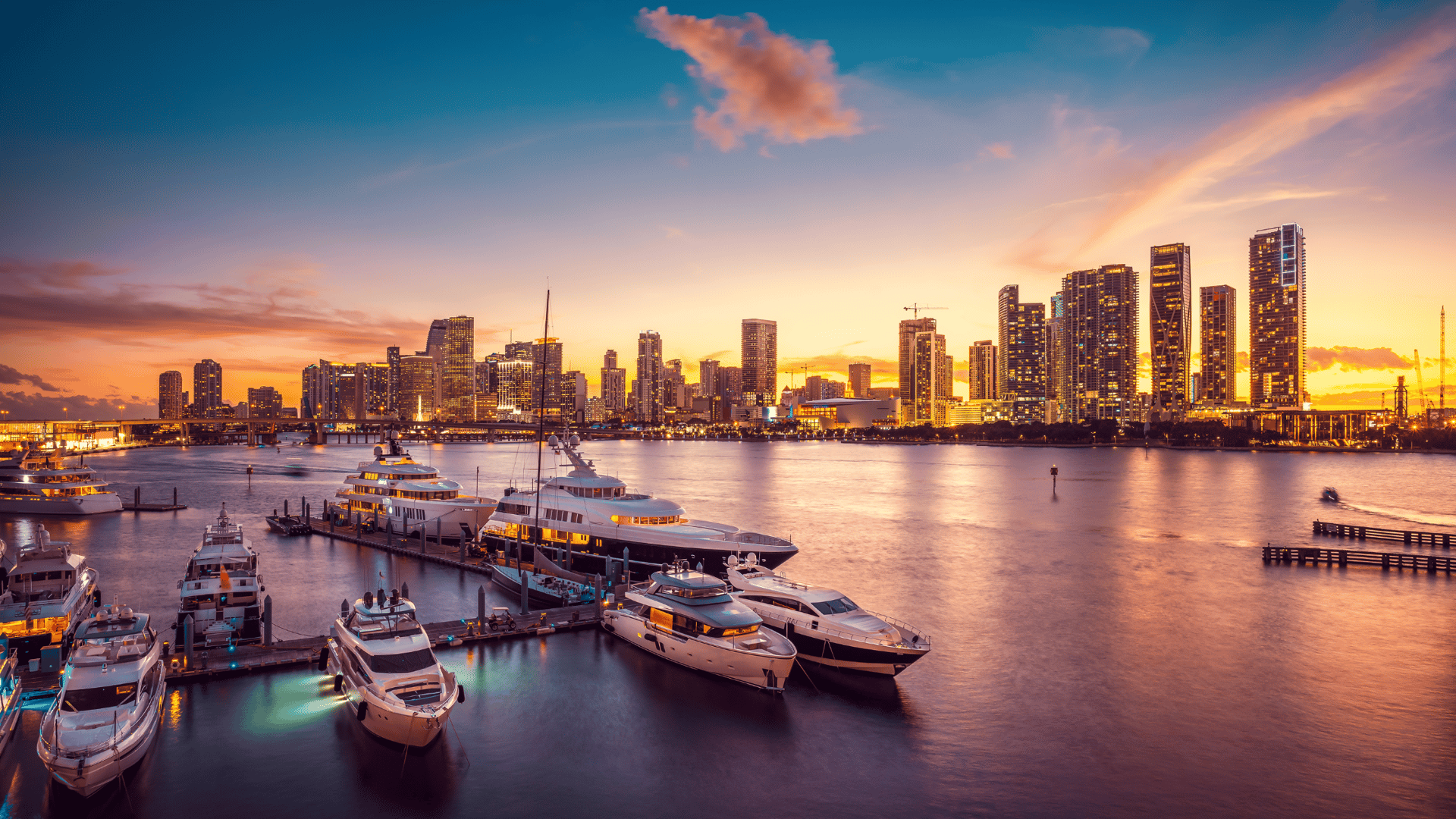 Beautiful Miami skyline and lifestyle showcasing city living with hurricane preparedness considerations for new residents