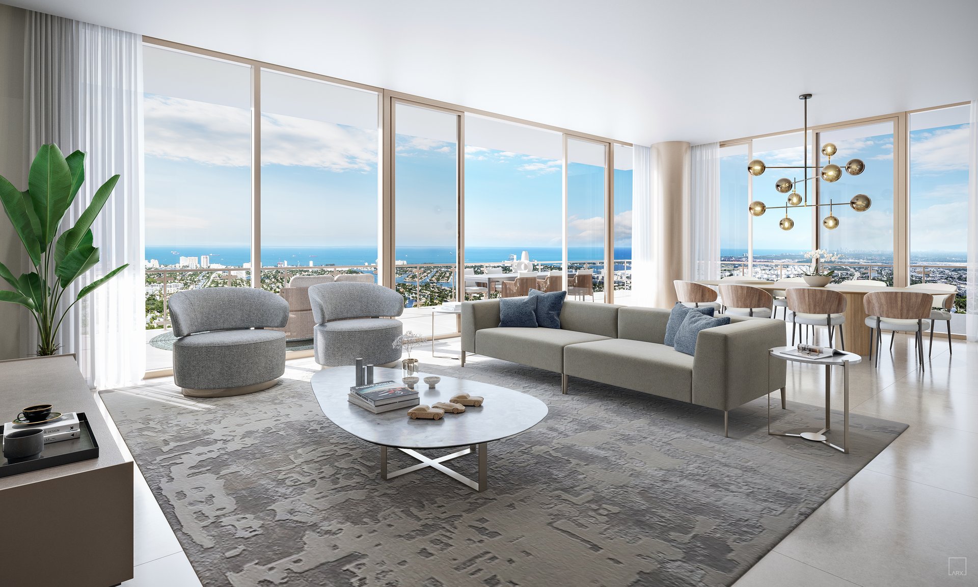Andare Residences exterior rendering, Las Olas Boulevard