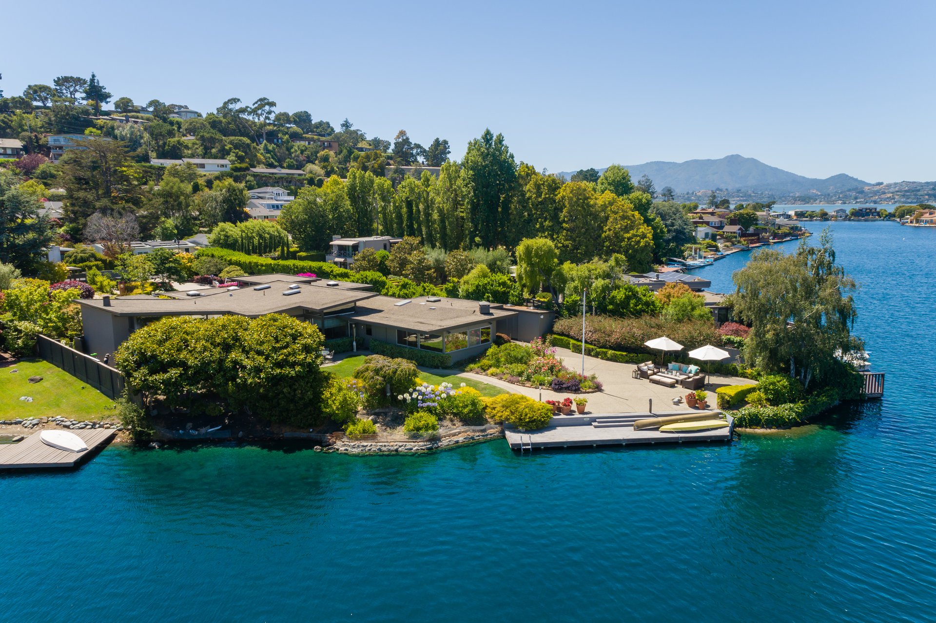 Rare Mid-Century Single-Level Estate on 2/3 of an Acre on the Belvedere Lagoon