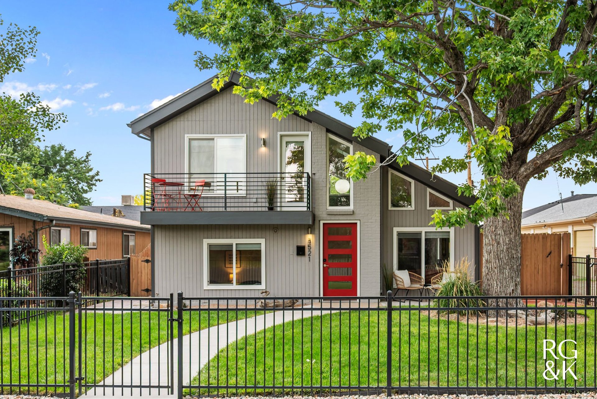 Colorado house front yard with hardscaping and year-round curb appeal