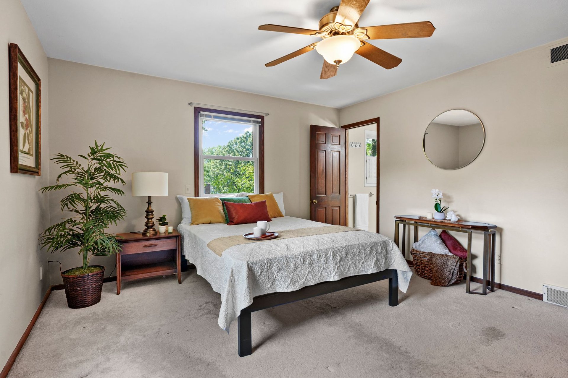 Primary en-suite bedroom with a remodeled bathroom at 10 Stonecrest Circle in Madison.