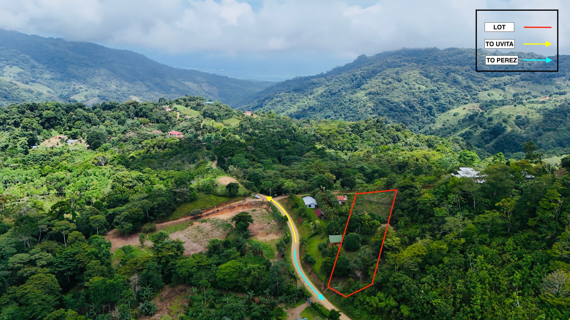 Ocean & Mountain View Lot with Multiple Building Sites-20 Minutes from Uvita