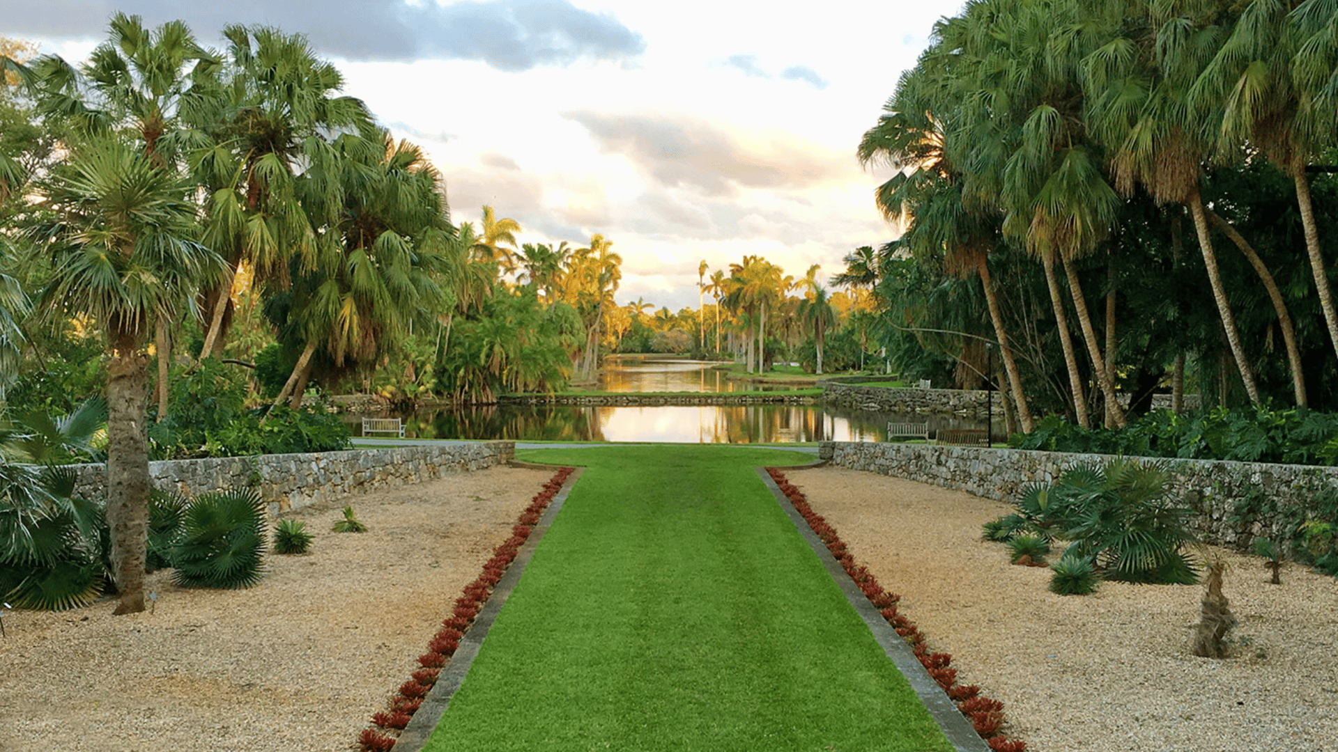 Fairchild Tropical Botanic Garden formal palm-lined pathway in Miami - The Edit Real Estate October travel guide