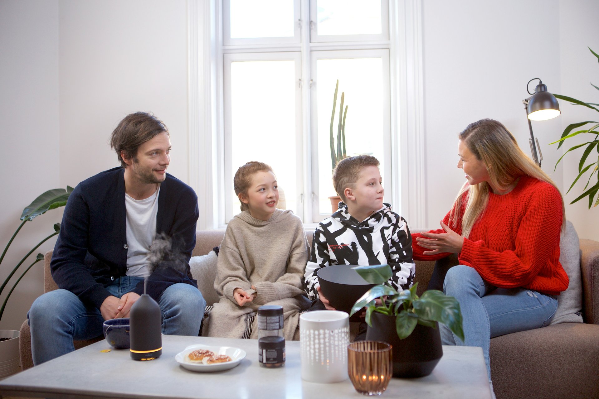 Family discussing school and neighborhood options together