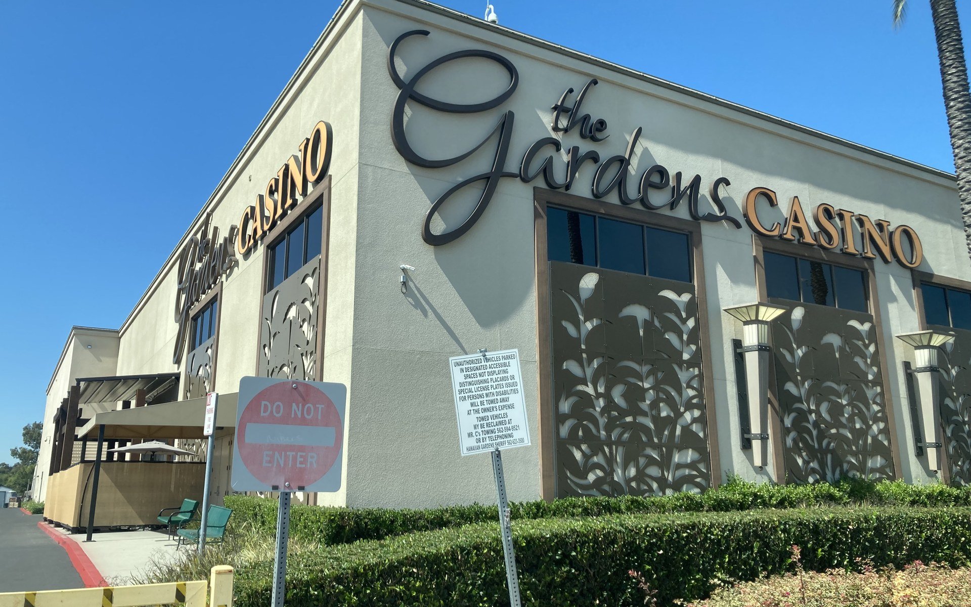 Exterior of the Gardens Casino in Hawaiian Gardens photographed in 2023