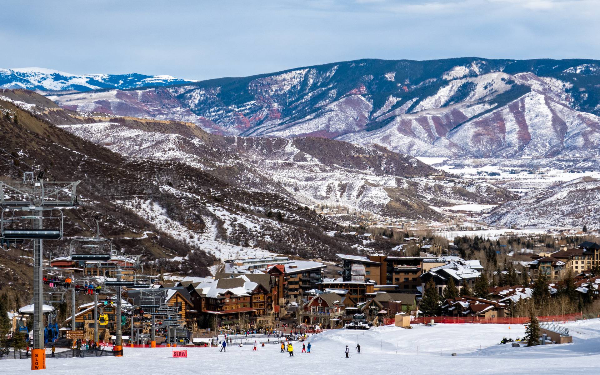 Snowmass Village ski slopes and surrounding mountain community