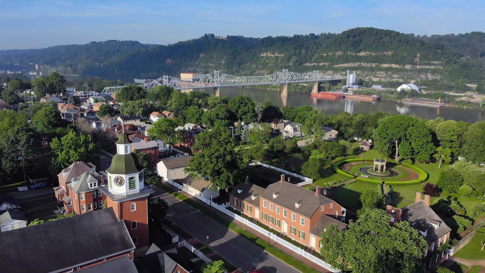 Pittsburgh skyline and bridges connecting the South Hills to the city