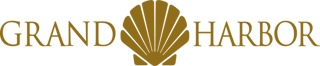Grand Harbor community logo with gold scallop shell emblem