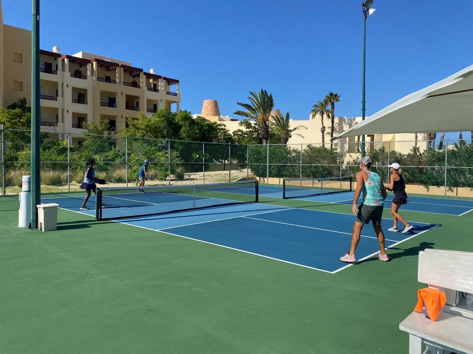 Doubles pickleball on the Quivira courts
