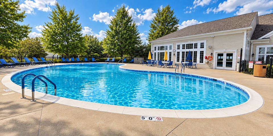 Outdoor heated pool at Shorewood Glen