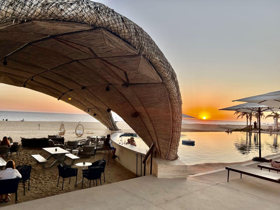 Quivira beach club infinity pool at sunset
