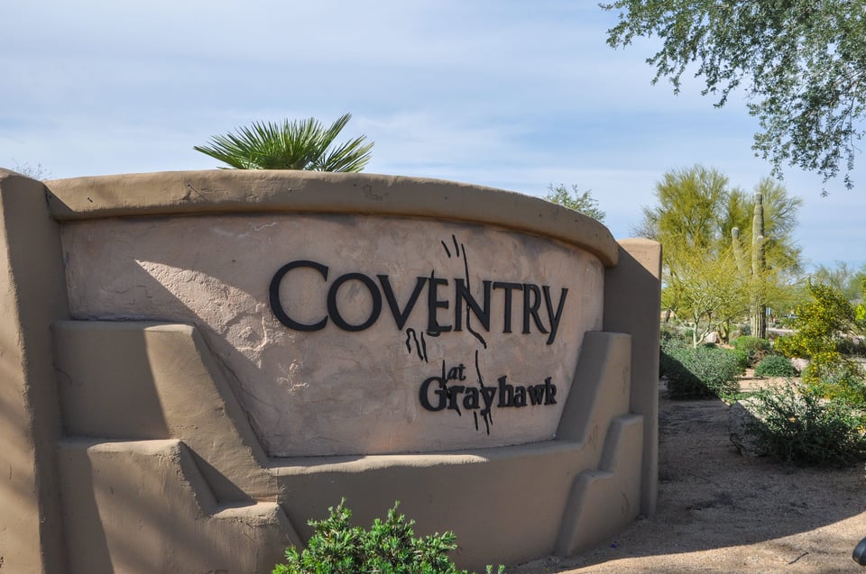 Coventry at Grayhawk community entrance monument