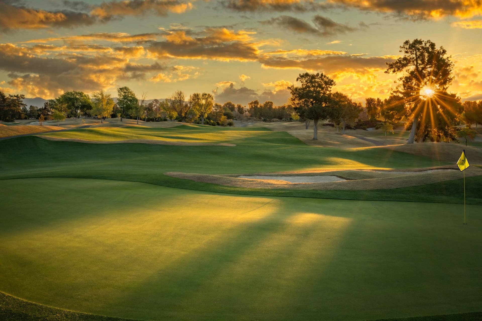 Players Course at Indian Wells Golf Resort in warm early light