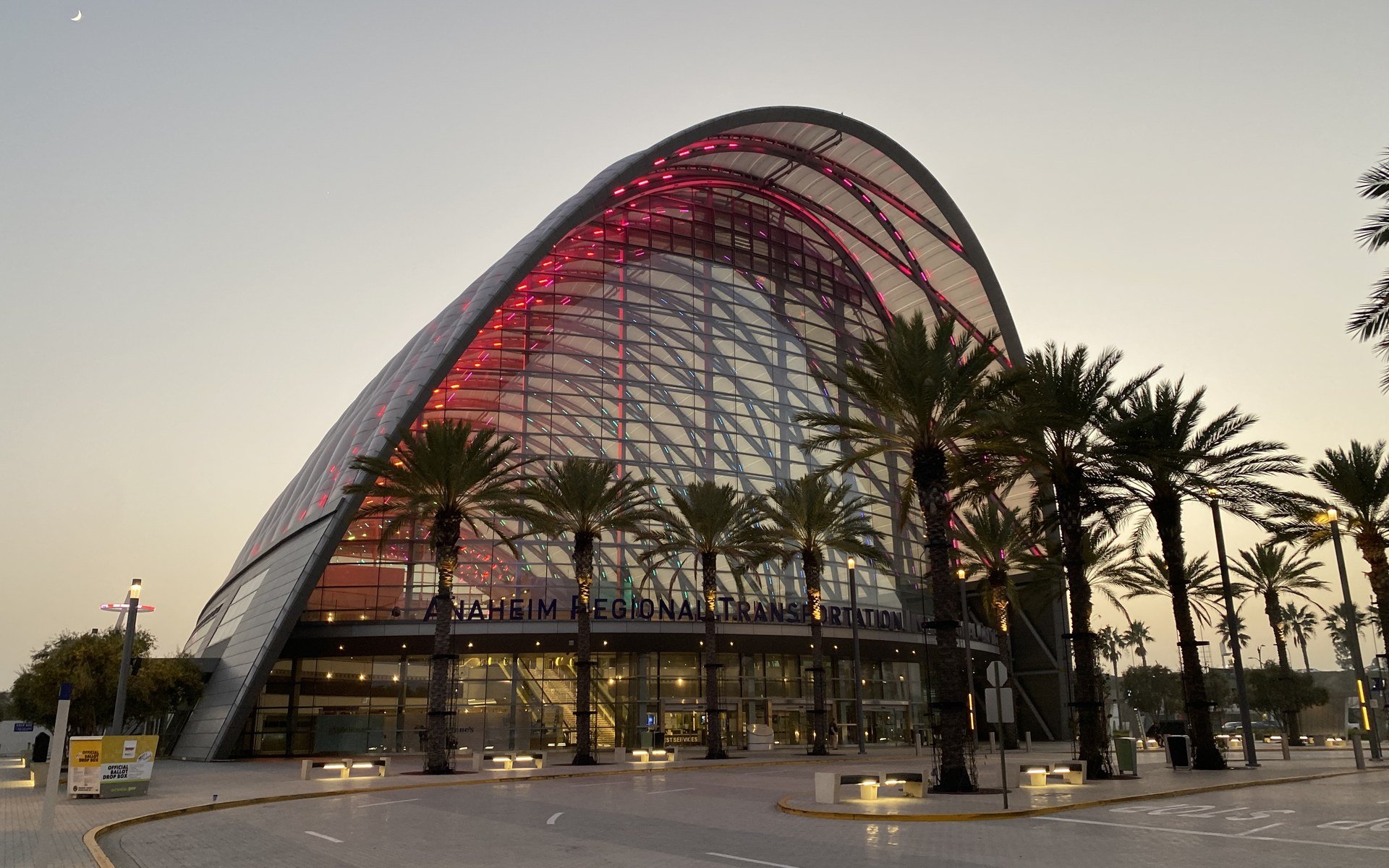 ARTIC illuminated arched facade in Anaheim