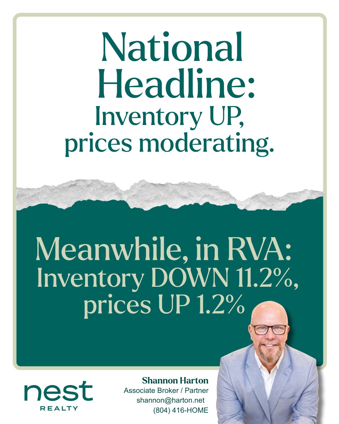 Describe what this graphic shows, e.g. Richmond vs. national housing inventory comparison