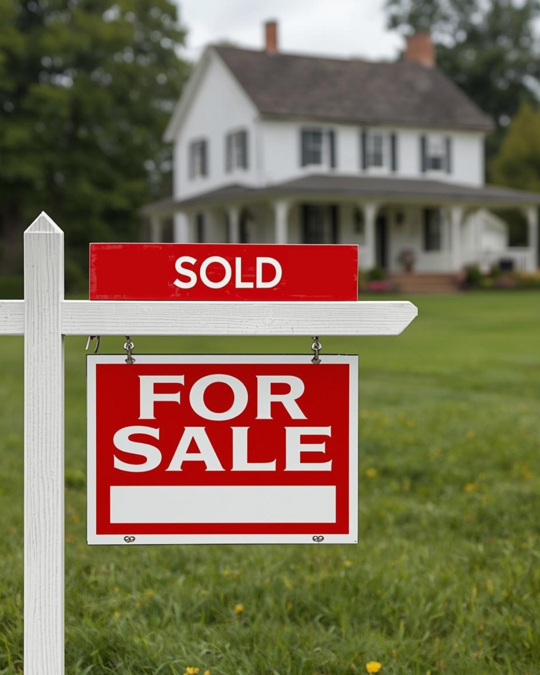 A sold real estate sign in Columbia County, illustrating the 2018 increase in closed residential transactions.