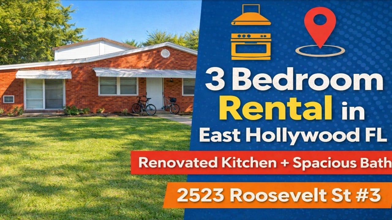 Renovated 3 Bedroom Rental in Hollywood, FL | Spacious Bath & Modern Kitchen | 2523 Roosevelt St #3