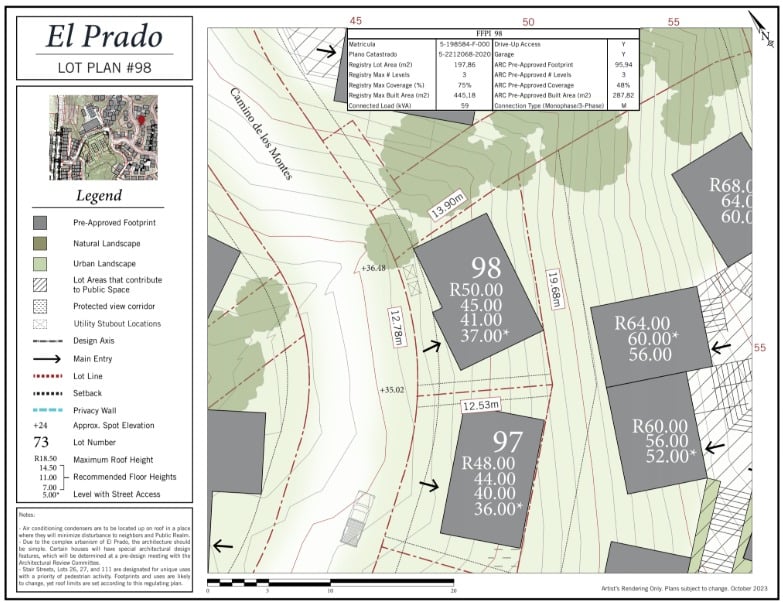 El Prado Lot #98 | Ocean-View Lot with 287 m² Pre-Approved Build Footprint in El Prado Phase II