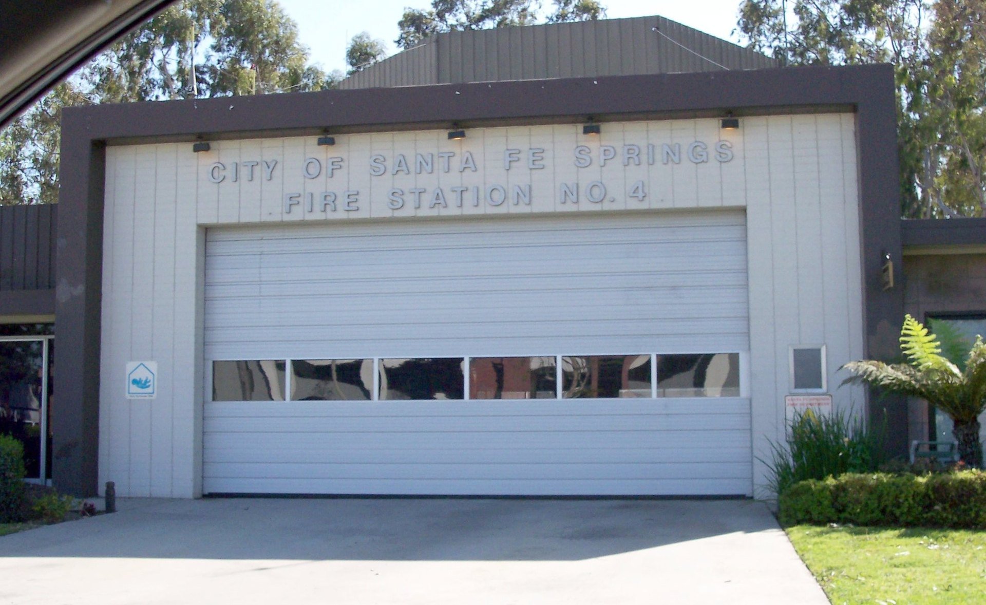 Fire Station No. 4 facade in Santa Fe Springs, photographed in 2009
