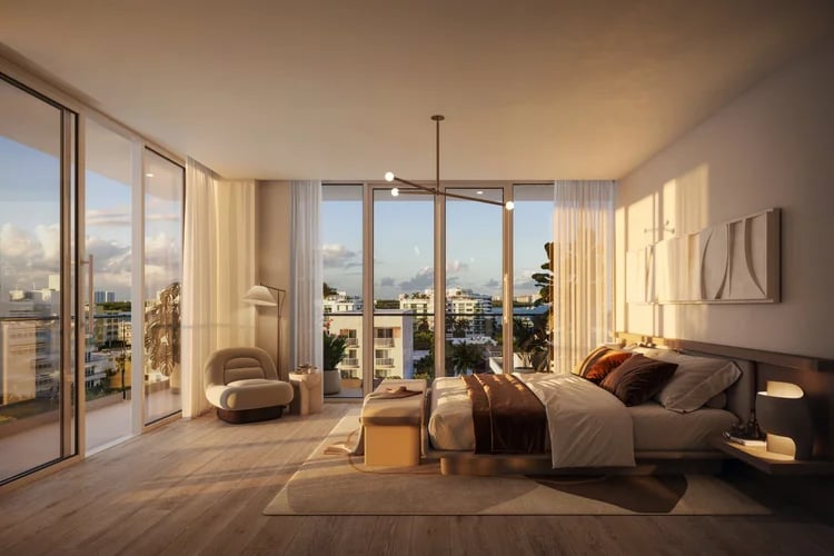 Bedroom Rendering at Porto Bay, 1130 100th Street, Bay Harbor Islands.