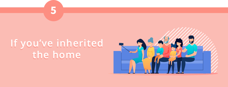Situation 5: “If you’ve inherited the home,” beside an illustration of people sitting together.