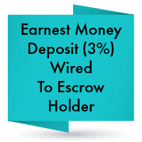 Earnest money deposit (3%) wired to escrow holder.