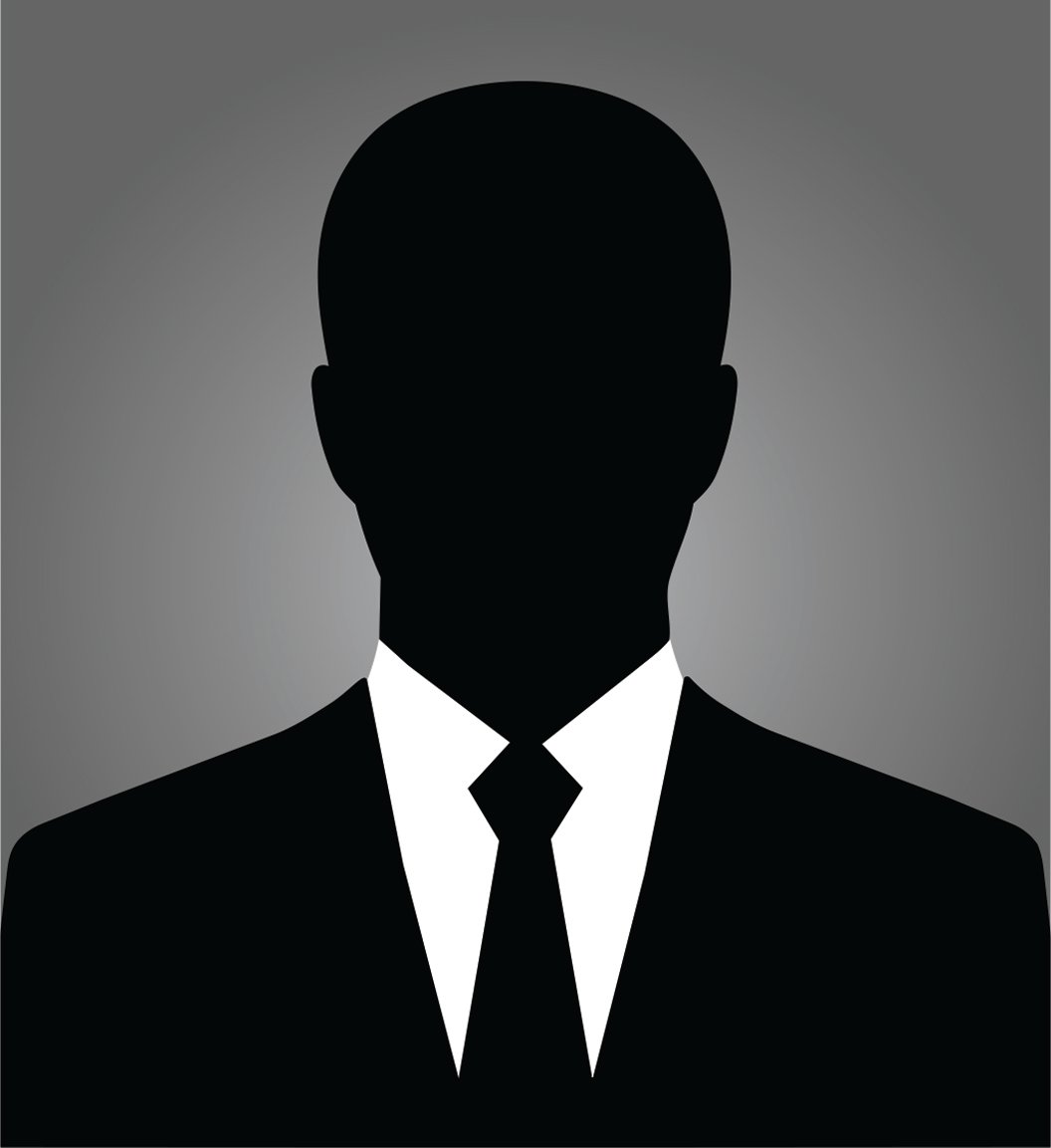 Silhouette of a person wearing a suit and tie.