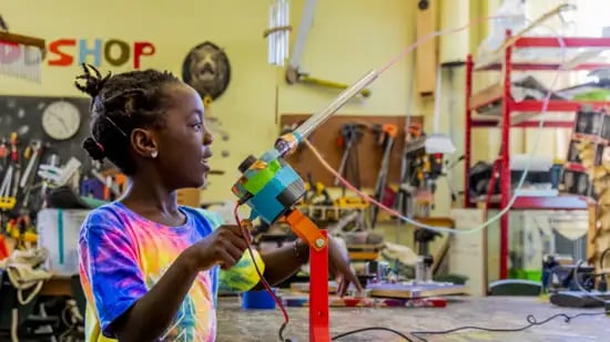 Hands-on learning at the Exploratorium’s workshops.
