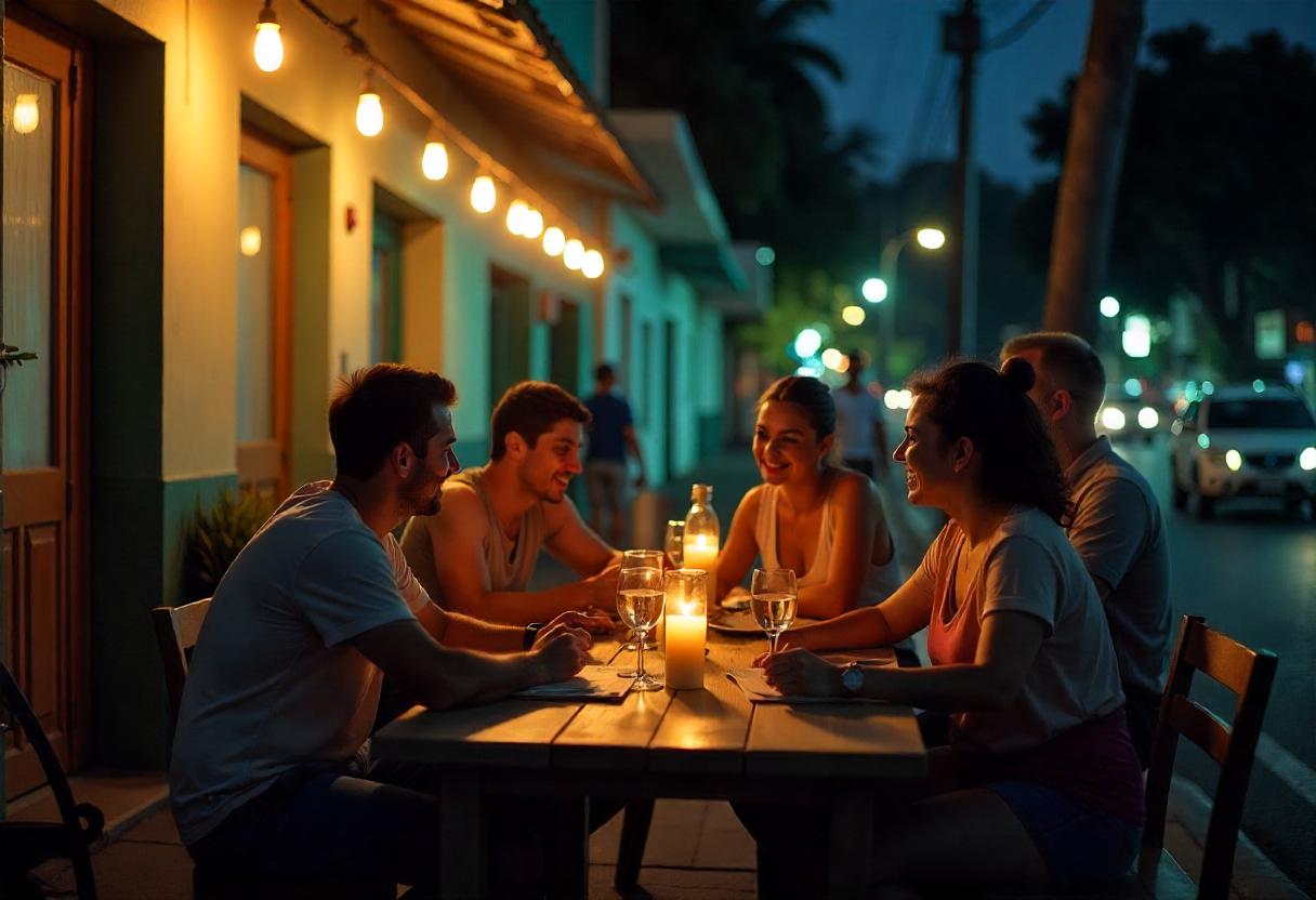 people enjoying each other company on a small table