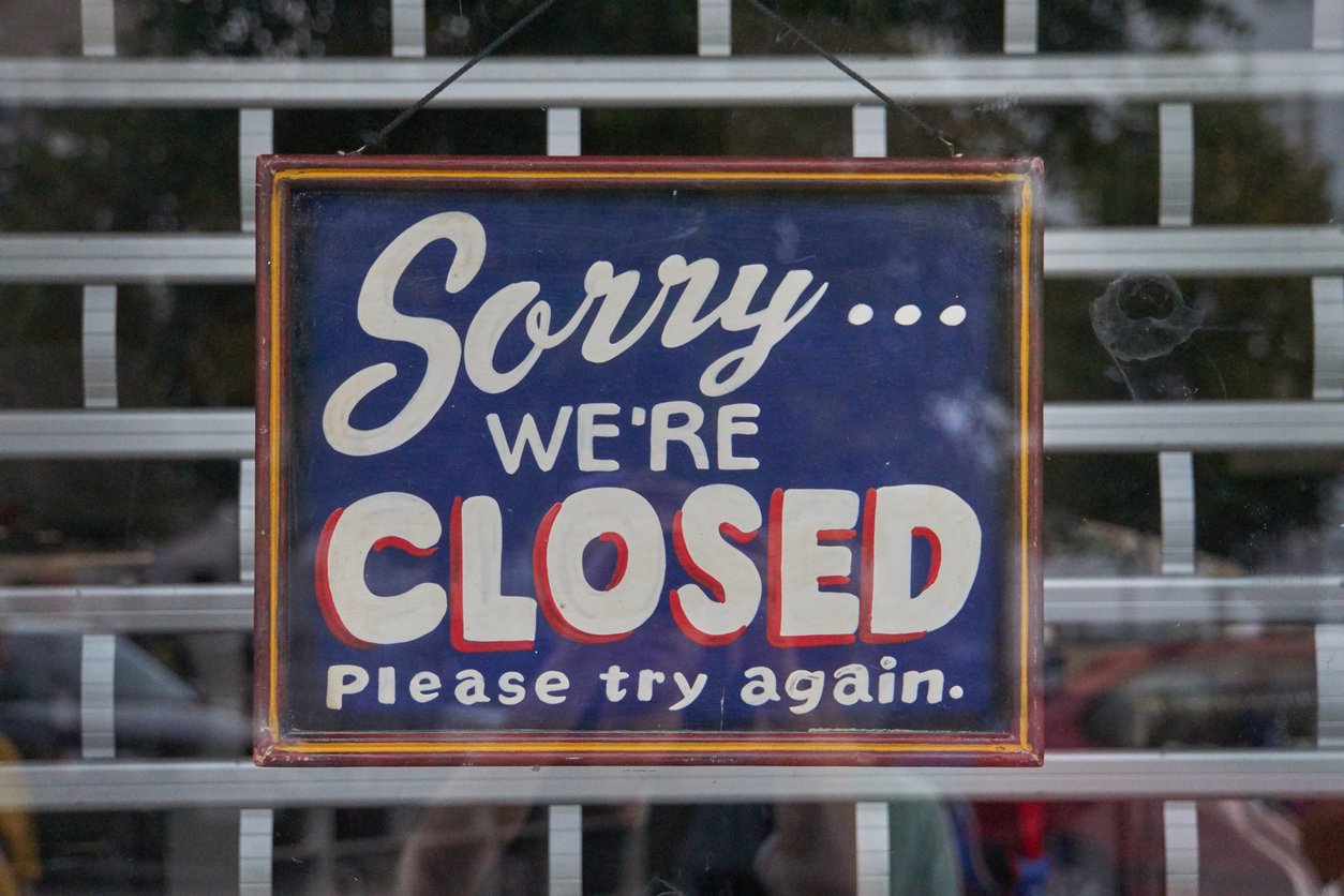 Closed sign in shop window