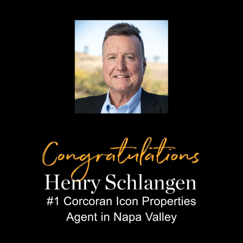 Henry Schlangen Named #1 Corcoran Icon Properties Agent in Napa Valley for 2024