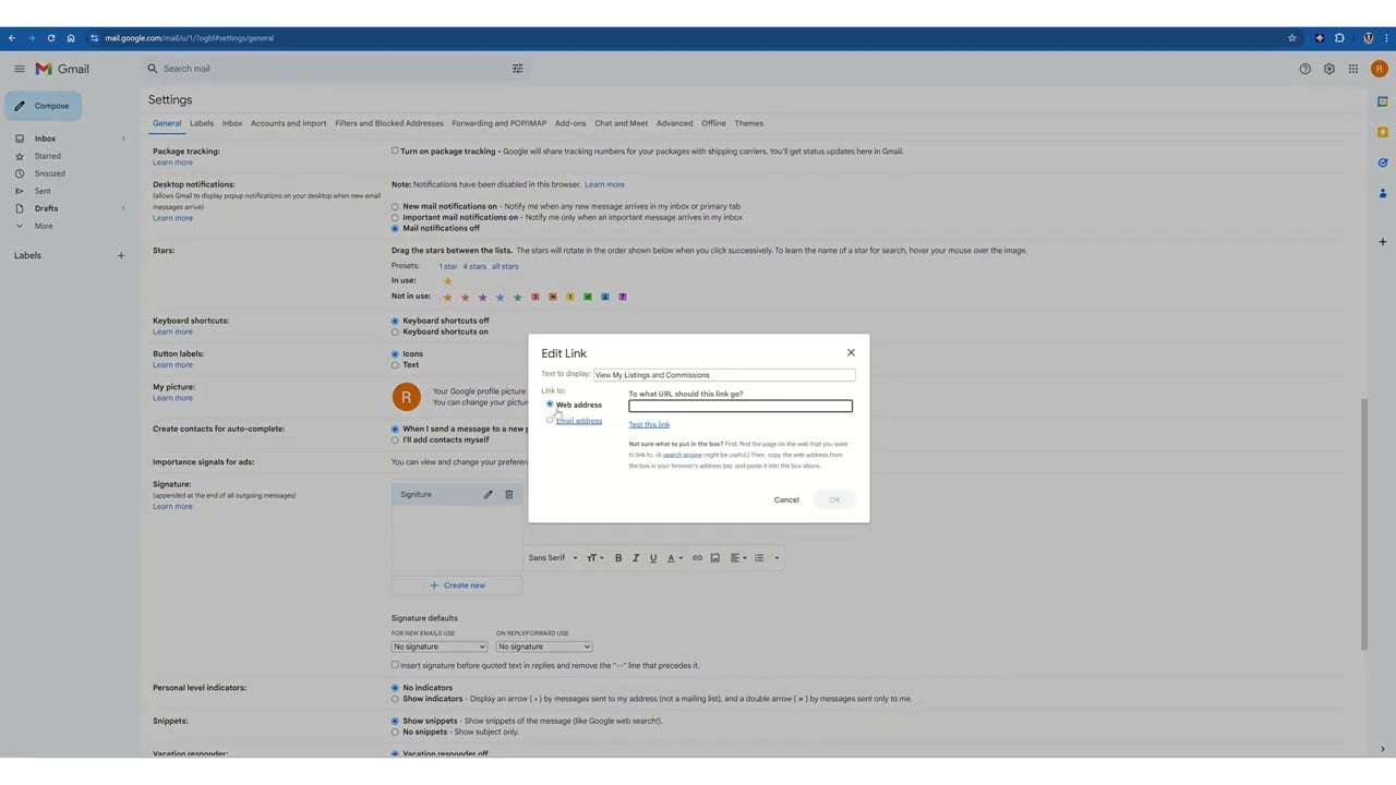 Adding You Profile Page To Email Signature