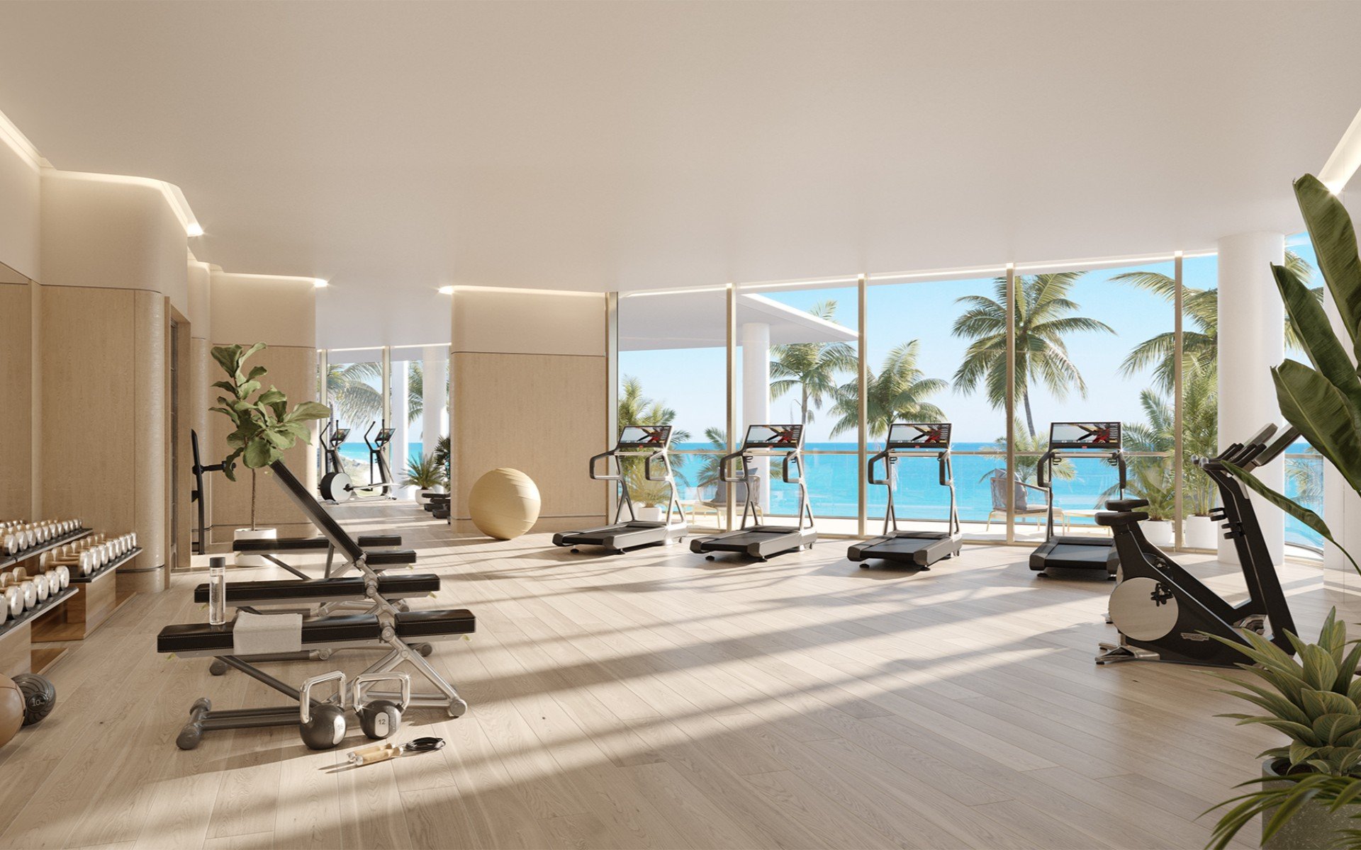 Rendering of The Perigon fitness center overlooking the Atlantic