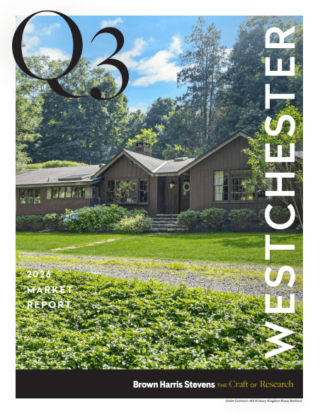 2025 Q3 Westchester market report cover featuring a home and lawn.