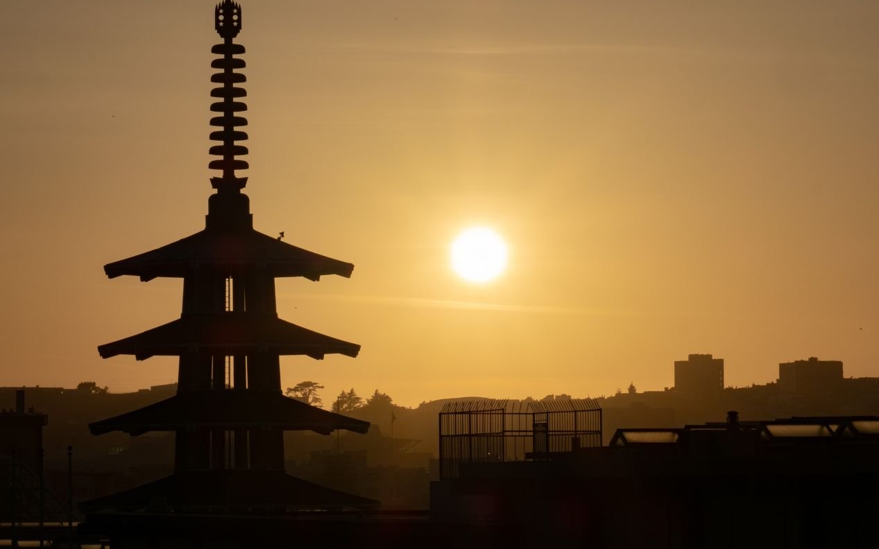 Silhouette of Peace Pagoda in San Francisco