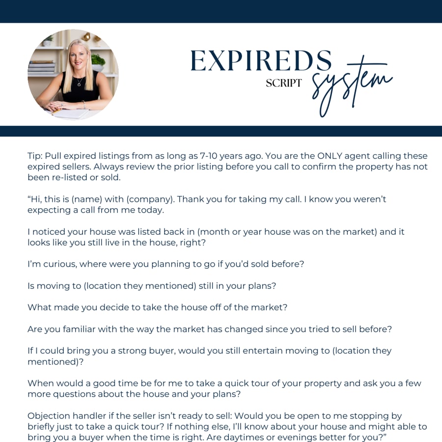 Expireds Script system with a sample call script for owners of expired listings.