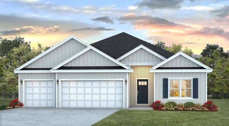 A detailed rendering of a home showcasing its architectural design and exterior features.