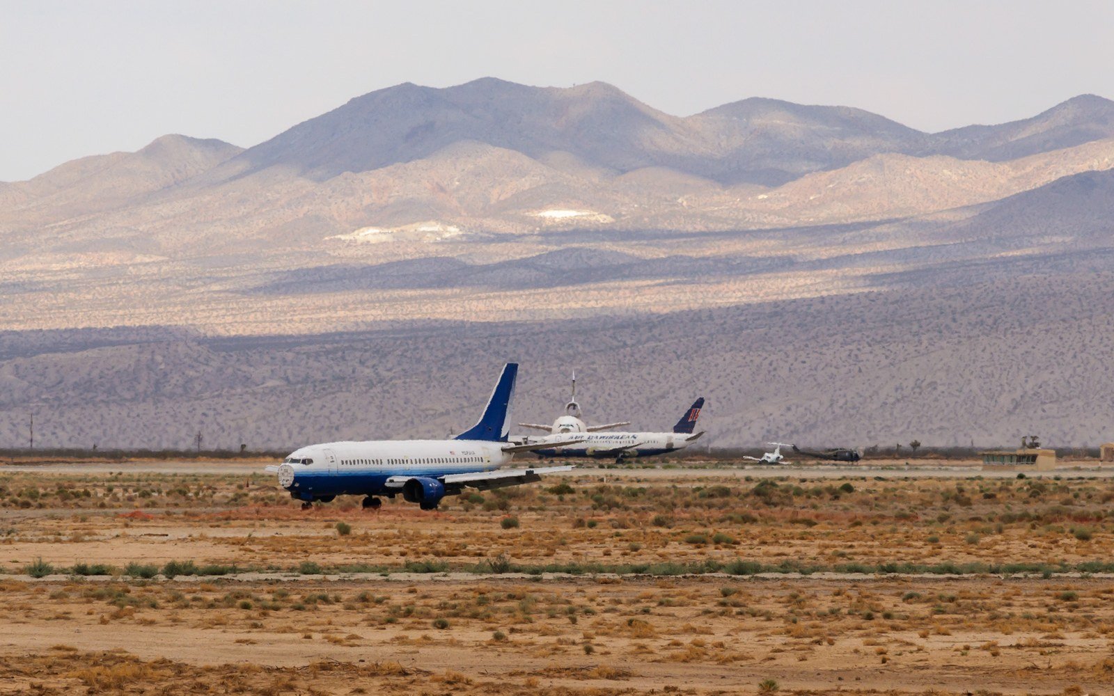 Aircraft on the ramp at Southern California Logistics Airport in neighboring Victorville, photographed in 2013
