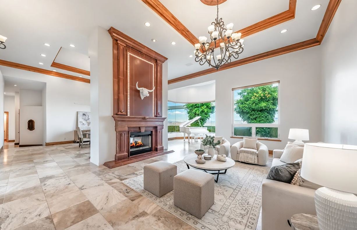 Bright open living area of a staged 89511 home