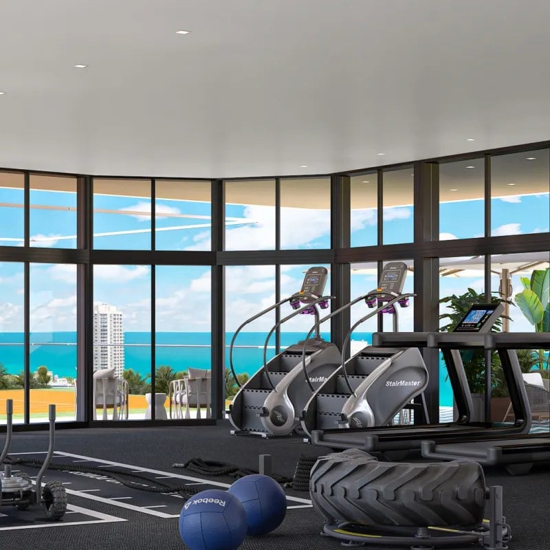 Rendering of the fitness center at Ella Miami Beach.