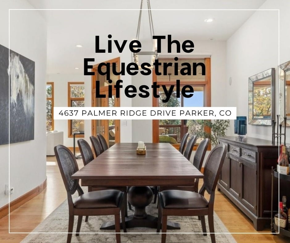 Luxury horse property at 4637 Palmer Ridge Drive in Parker, Colorado, featuring over 5 acres suitable for stables, riding arenas, and equestrian living, surrounded by beautiful Colorado landscapes and upscale residential design