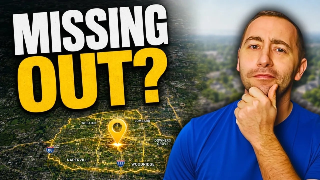 “MISSING OUT?” headline beside a highlighted map of Naperville and nearby suburbs and a man in a blue shirt.