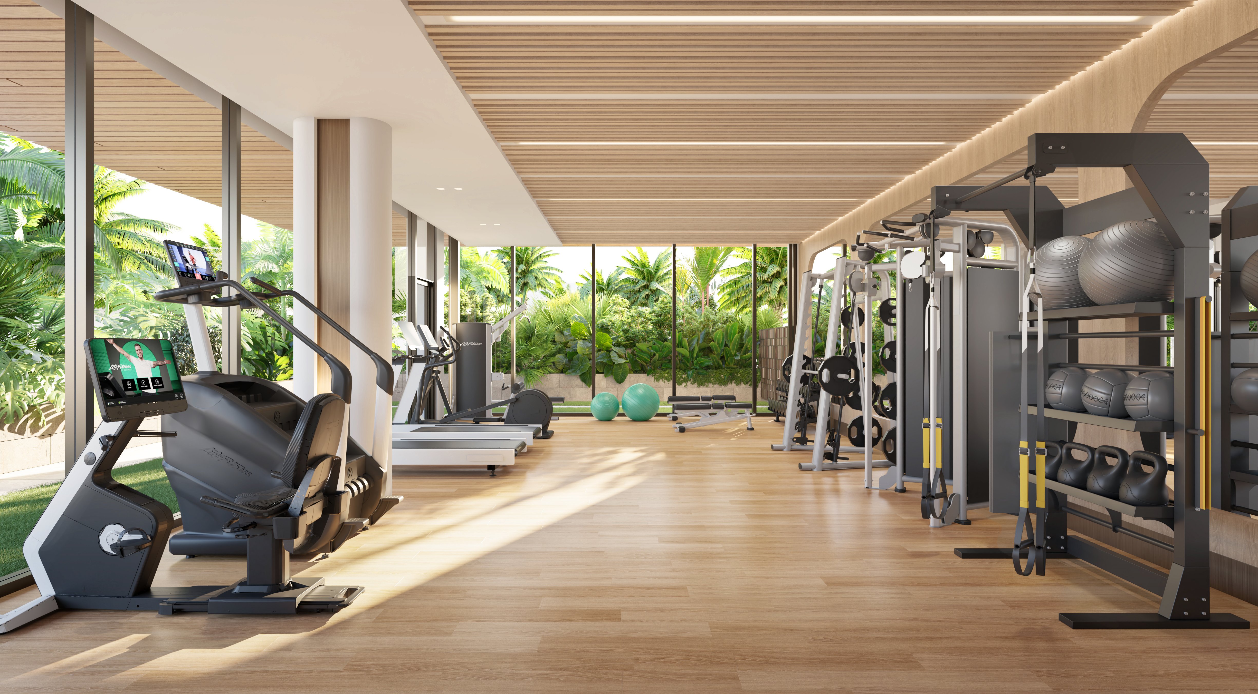 Rendering of the fitness center at Glass House Boca Raton