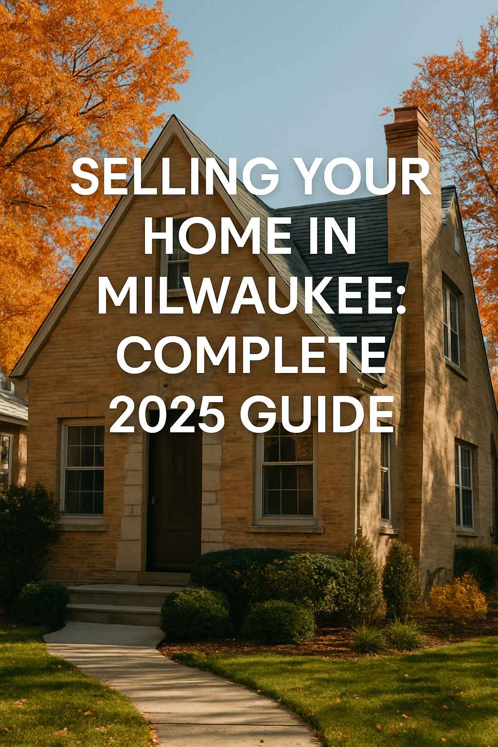 Brick home with fall foliage and text that reads ‘Selling Your Home in Milwaukee: Complete 2025 Guide.