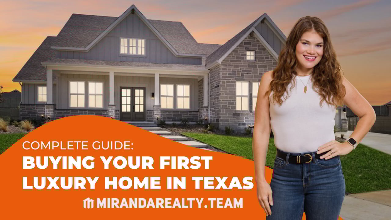 Paige Miranda, top Hillwood Realtor, standing beside luxury home with Complete Guide to Buying Your First Luxury Home in North Texas - Miranda Realty Team serving Alliance Texas corridor