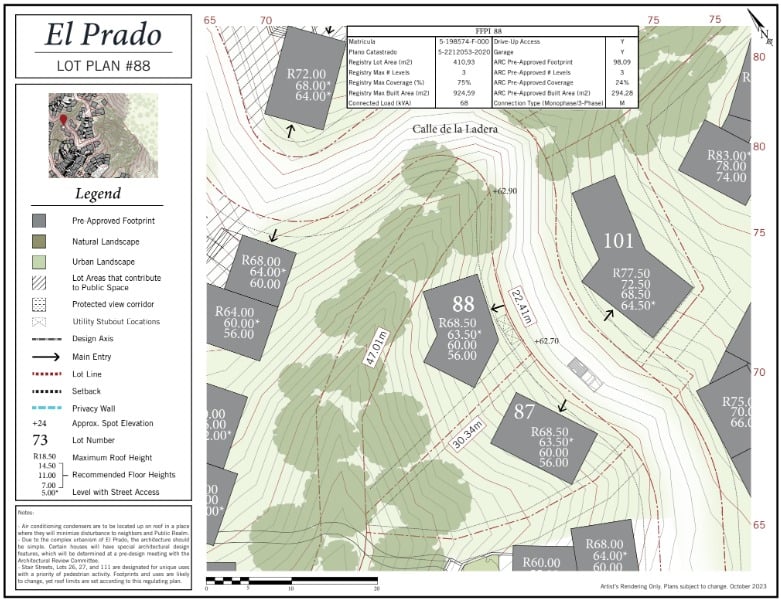 El Prado Lot #88 | Private Ocean-View Lot with 294 m² Pre-Approved Build Footprint in El Prado